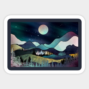 Starry night in the mountains Sticker